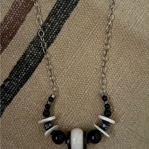 Elegant Black and White Beaded Necklace